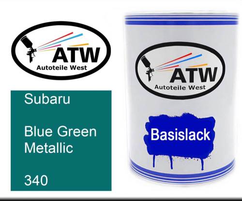 Subaru, Blue Green Metallic, 340: 500ml Lackdose, von ATW Autoteile West.